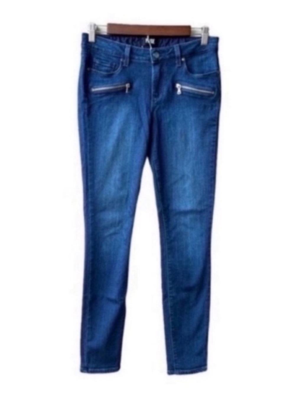 Paige Indigo Zip Front Skinny Jeans Denim Pants Size 28 Blue Wash